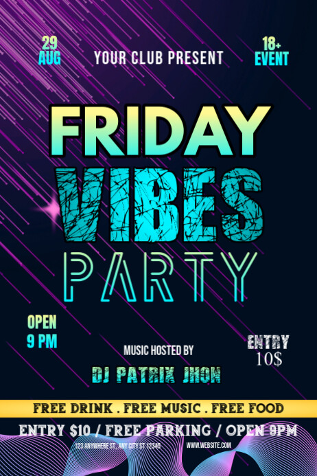 Friday vibes party poster Template | PosterMyWall
