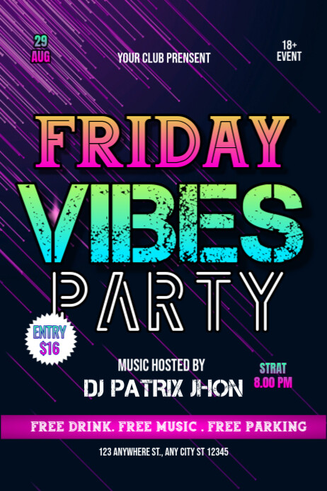 Friday vibes party poster Template | PosterMyWall