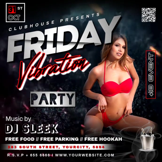 FRIDAY VIBRATION PARTY FLYER TEMPLATE Instagram-Beitrag