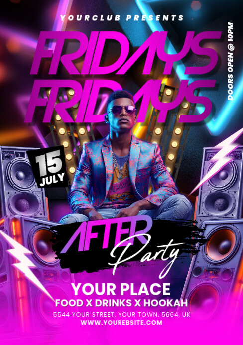 Fridays after party flyer A5 template