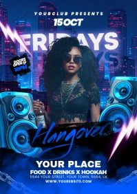 Fridays night club party flyer A5 template