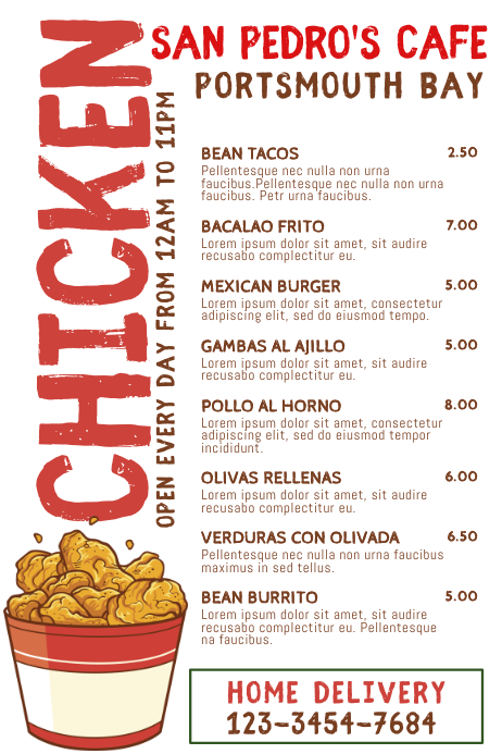 Create Food Chicken Menu Fried Chicken Food Menu Template | PosterMyWall