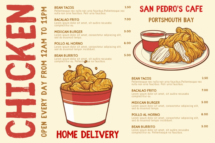 Fried Chicken Hand Drawn Food Menu Template | PosterMyWall
