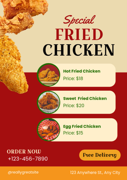 fried chicken menu template | PosterMyWall