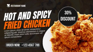 Zwart Fried Chicken Restaurant Promotion Digitalt display Template