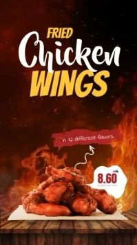 Fried Chicken Wings with Flames Video Instagr Instagram Story template