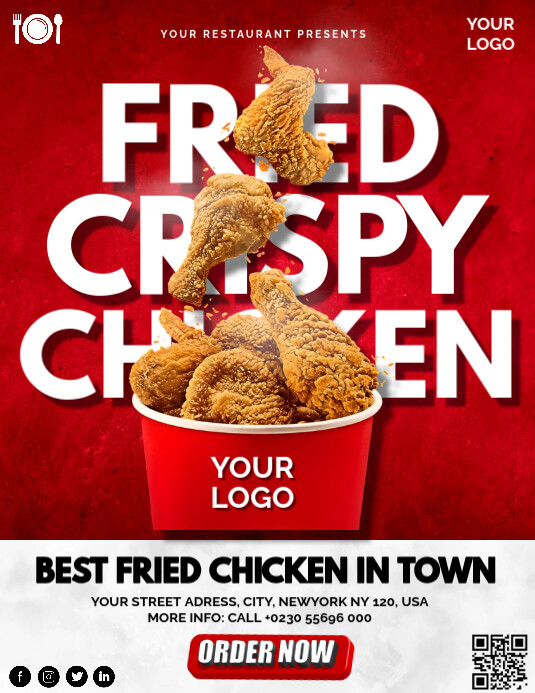 Fried Crispy Chicken Ad Flyer Template.