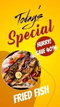 Fried fish digital display ad restaurant Цифровой дисплей (9 : 16) template