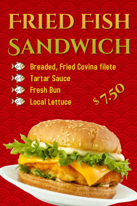 Fried Fish Sandwich Poster template