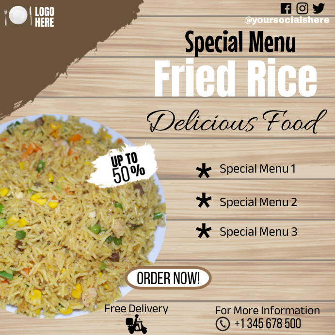 Modèle FRIED RICE FOOD FLYER TEMPLATE | PosterMyWall