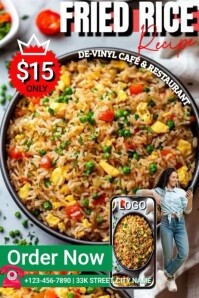 Fried Rice Recipe Poster template