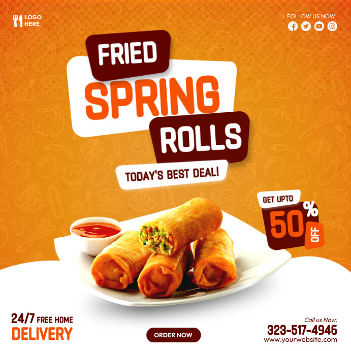 Set Menu Spring Roll Fried Spring Rolls Menu Template | PosterMyWall