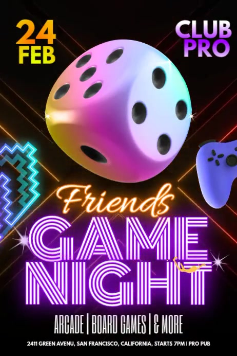 Black Game Night Posters Template | PosterMyWall