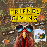 สีน้ำตาล Friendsgiving Celebration โพสต์บน Instagram Template