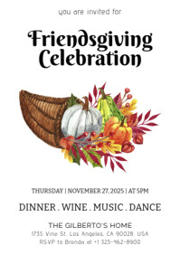 White Friendsgiving Celebration A5 Template