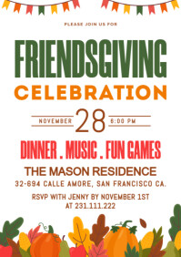 Weiß Friendsgiving Celebration A4 Template