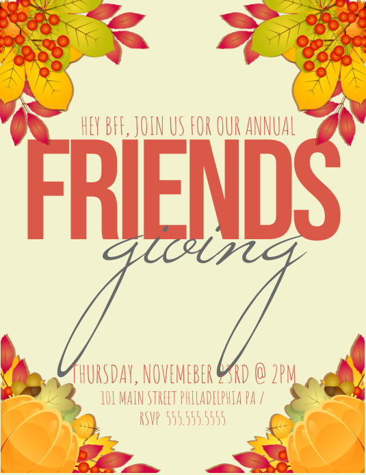 Friendsgiving Template PosterMyWall Friendsgiving Template PosterMyWall