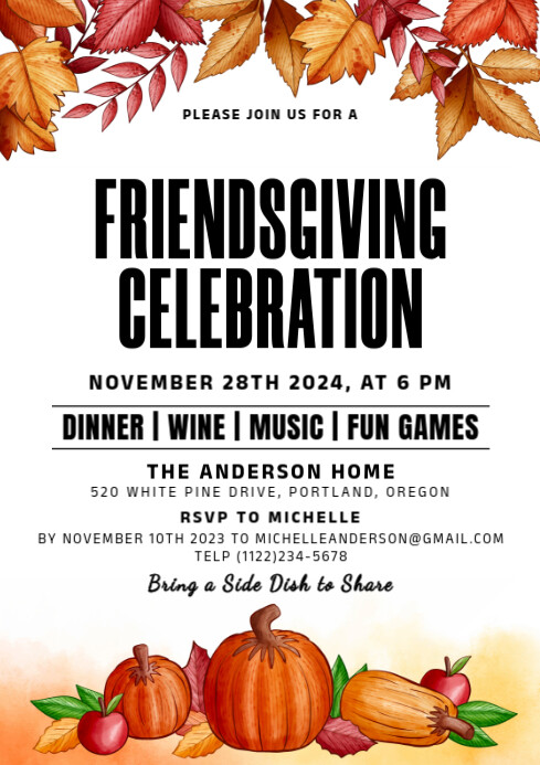 Friendsgiving Template | PosterMyWall