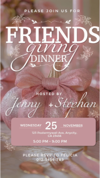 Brown Friendsgiving Dinner Pantalla Digital Template