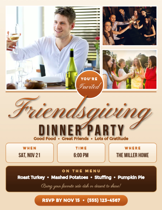 Friendsgiving Dinner Party Template | PosterMyWall