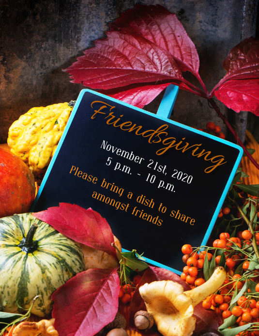 Friendsgiving Flyer Folheto (US Letter) template