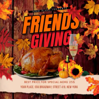 สีแดง Friendsgiving Event Wpis na Instagrama Template