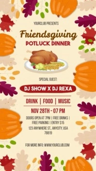 Friendsgiving Potluck Dinner Template Digital Display (9:16)