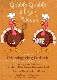 Friendsgiving Potluck Funny Casual Invitation A6 template