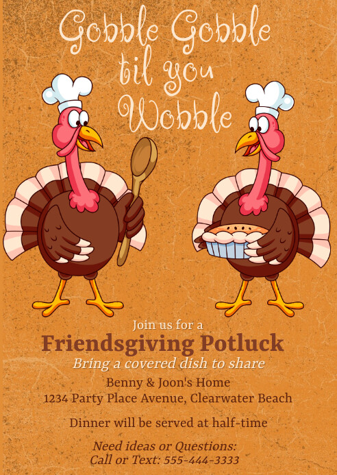 Copy of Friendsgiving Potluck Funny Casual Invitation | PosterMyWall