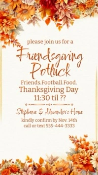 Friendsgiving Potluck House Party Invitation Historia de Instagram template