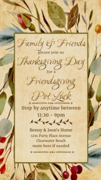 Friendsgiving Potluck House Party Invitation Instagram na Kuwento template