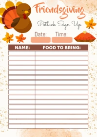 Friendsgiving Potluck Sign Up A4 template