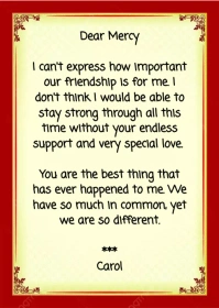 FRIENDSHIP CARD TO A GIRL FRIEND A6 template