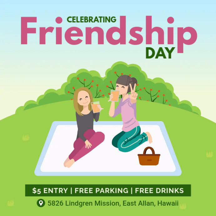 Friendship Day celebration invite Publicação no Instagram template