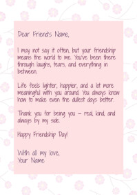 Friendship Day Letter Printable A4 Template