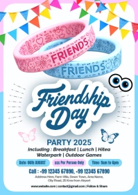 Friendship Day Party Poster Template A4