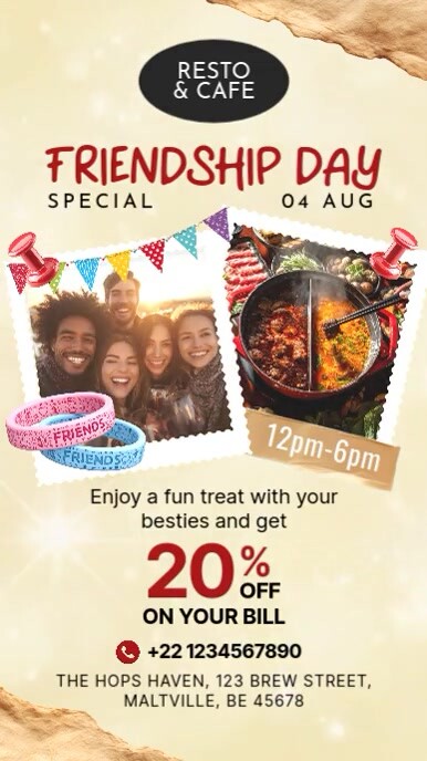 Ad For Friendship Example Friendship Day Restaurant Story Ad Template | PosterMyWall