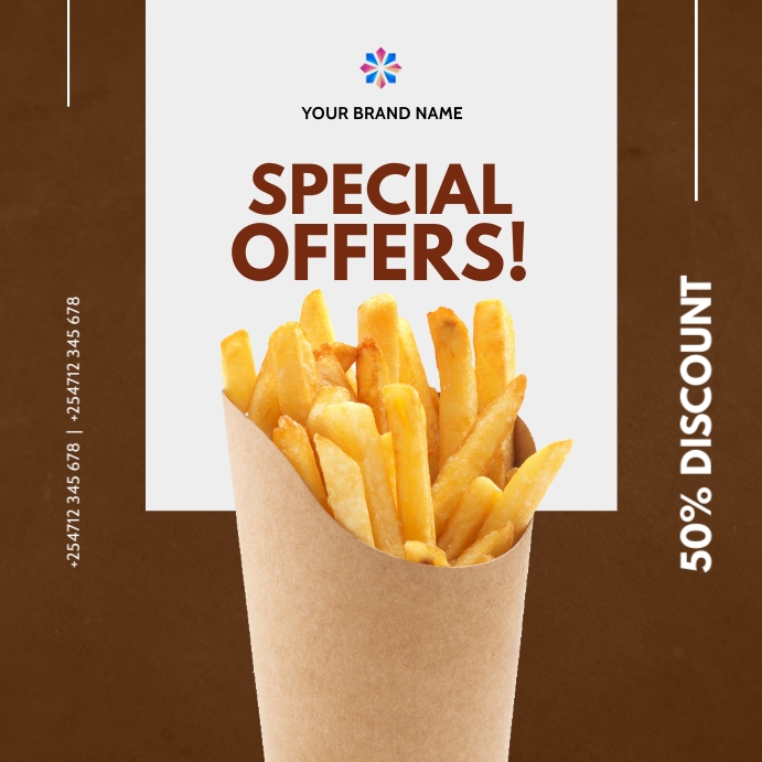 fries chips food menu restaurant sale flyer Template PosterMyWall