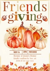 FRINDSGIVING POTLUCK DINNER INVTATION A6 template