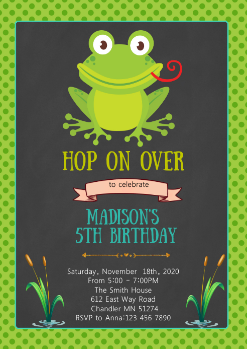 Frog Birthday Party Invitation Template Postermywall