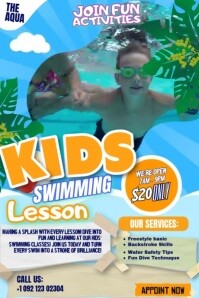 From Splashes to Strokes: Kids Swim Training Poster template