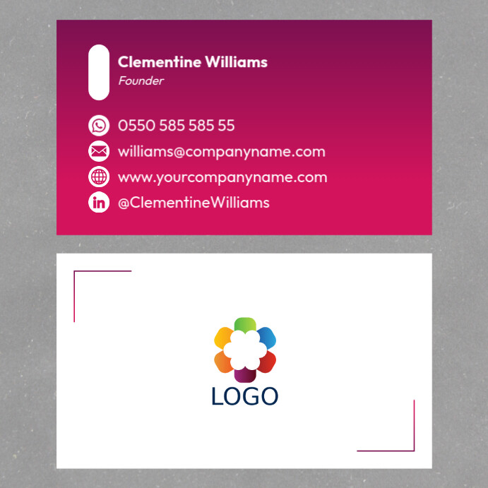 front and back minimal business card template purple Instagram Post