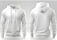 Front and back view of white hoodie A4 template