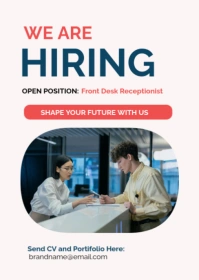 Front Desk Receptionist Job Hiring Flyer Template A6