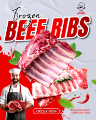 Frozen Beef ribs store meat mart quality cow shop business advertisement facebook flyer template Instagram Portrait