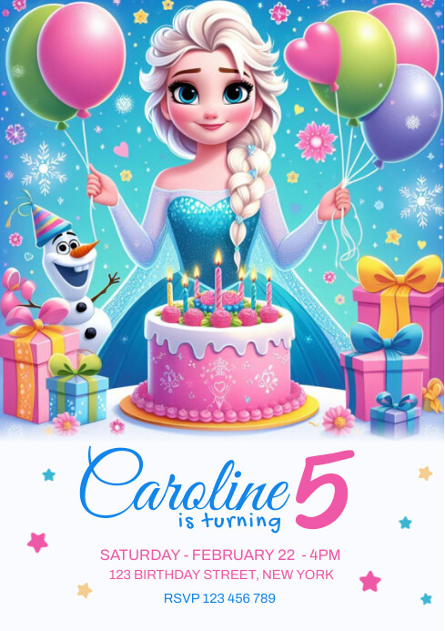 frozen birthday invitation A4 template