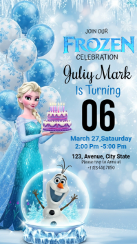 Blauw Frozen Themed Birthday Invitation Indaba yaku-Instagram Template