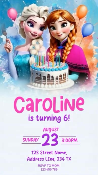 frozen birthday invitation Reel do Instagram template