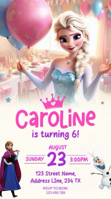frozen birthday invitation Rolka Instagram template