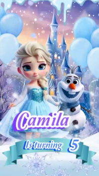 Niebieski Frozen Birthday Party งานแสดงผลงานแบบดิจิทัล Template